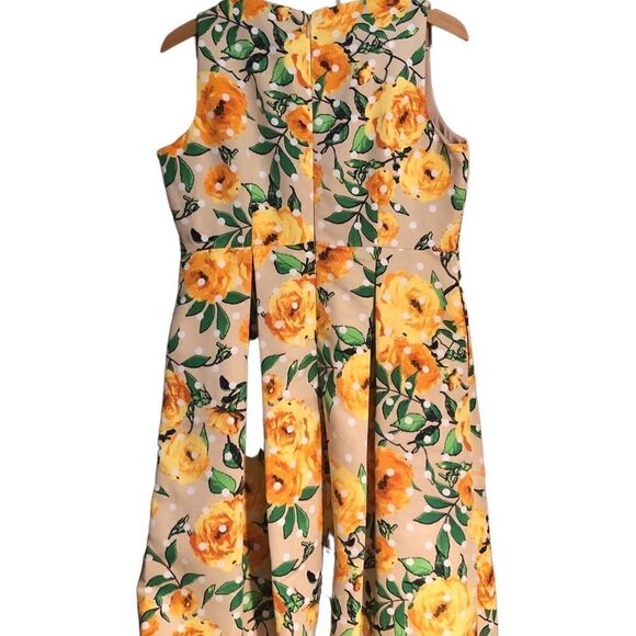 New York & Company Women’s A Line Sleeveless Yellow Rose Polka Dot Dress Size 14 - Picture 7 of 8